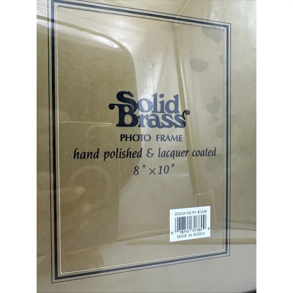 Vintage Solid Gold Brass Green Acrylic 8x10 Photo Frame Korea